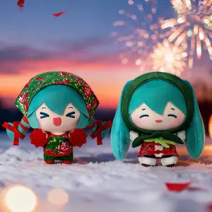 MINISO × Hatsune Miku Series Overjoyed New Year Celebration Plush Doll Toy Limited Edition Local Ethic Outfit Collectible Perfect Gift for Vocaloid Fans, Festive Home & Desk Decor