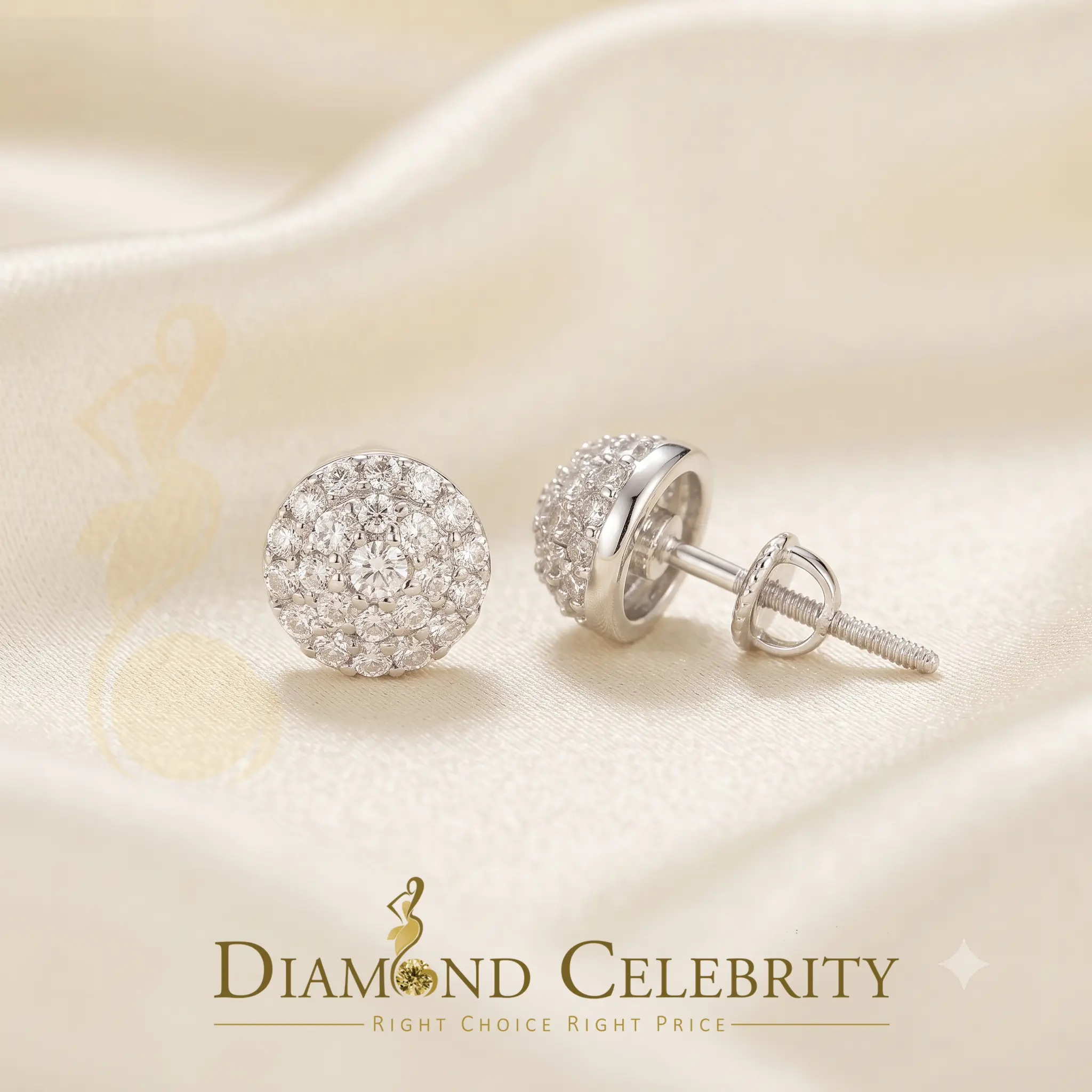 DiamondCelebritees 0.25ct Diamond 925 Silver White For Men's / Womens Round Earrings
