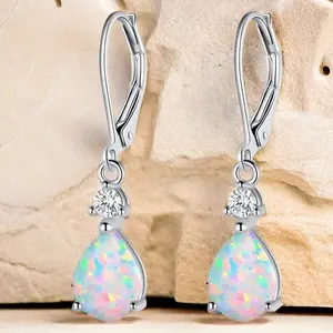 Elegant Drop-shaped Synthetic Opal Earrings  Bridal & Ladies' Graceful Accessory  Perfect Gift for Birthday, Festivals & Valentine's Day