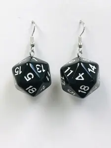 BLACK 20 sided Dice earrings