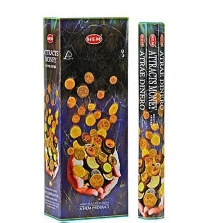Hem Attracts Money Incense Stick  - Traditional Blend of Woods Resins Florals & Essential Oils