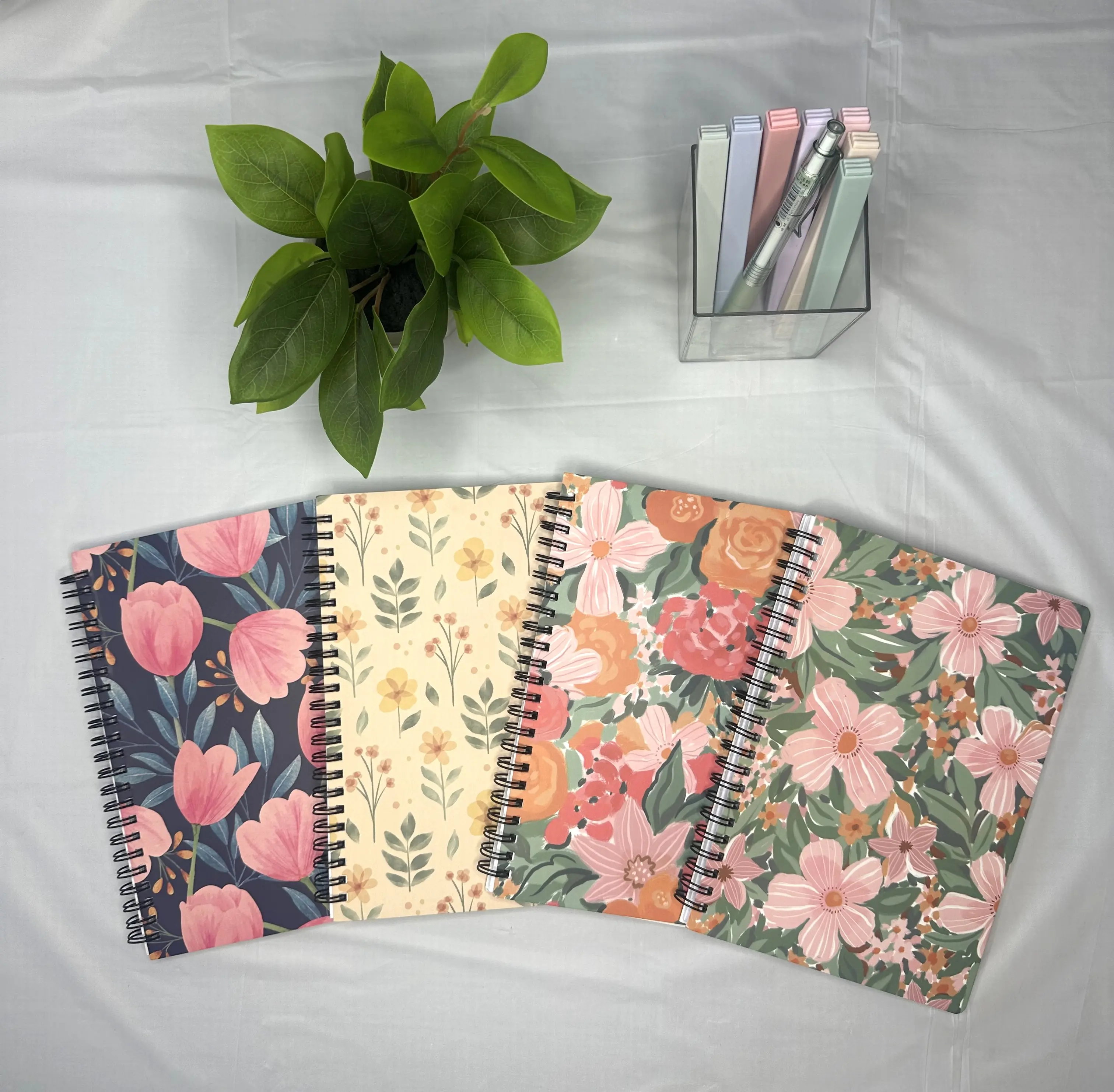 Imperfect Floral Spiral Hardcover Notebook Journal - 160 Lined Pages, Girly Office Supplies, Aesthetic Office Supplies, Themed Notebooks