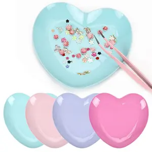 Manicure Stainless Steel Tray For Nail Tools And Cosmetics Storage, With A Golden Rose Decoration Plate In The Shape Of A Heart Nail art tools