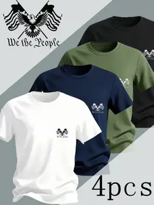 Men's Fashion Business Casual Short Sleeve Shirts, Breathable Polyester, All Seasons, Slim-Fitting, Mixed Colors, Holiday Gift