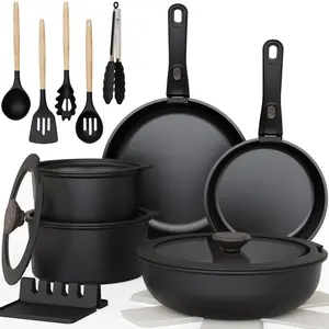 【Astercook 20-Pcs】Cookware Set, Non-Stick Coating, Durable & Easy to Clean, Perfect for Home, Gatherings, and Professional Kitchens hexclad cookware. White