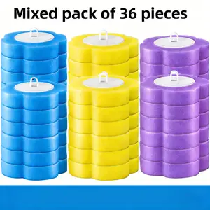 36PCS Colorful Durable 3-Layer Acrylic Cleaning Refill Sponges Set - Home & Bathroom Supplies, Scrubber & Squeegee Accessories for Toilet Brush & Plunger Use