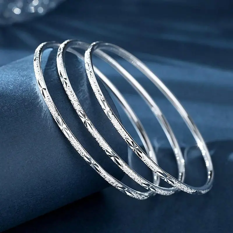 Women's 925 Real Silver Bracelets & Bangles - 68mm Open Bangle with Star Motif, Clean Lines Simple Elegant Jewelry, Thoughtful Gift for Mother (Valentine's Day), Valentines Day, Adults, Anniversaries, Birthday, Wrist Stack, Polished