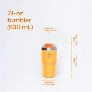Tupperware Big T Tumbler 37oz or 21oz Leakproof Double-Walled Insulated Cup with Straw/Spout Option for Hot & Cold Drinks, Stainless Steel