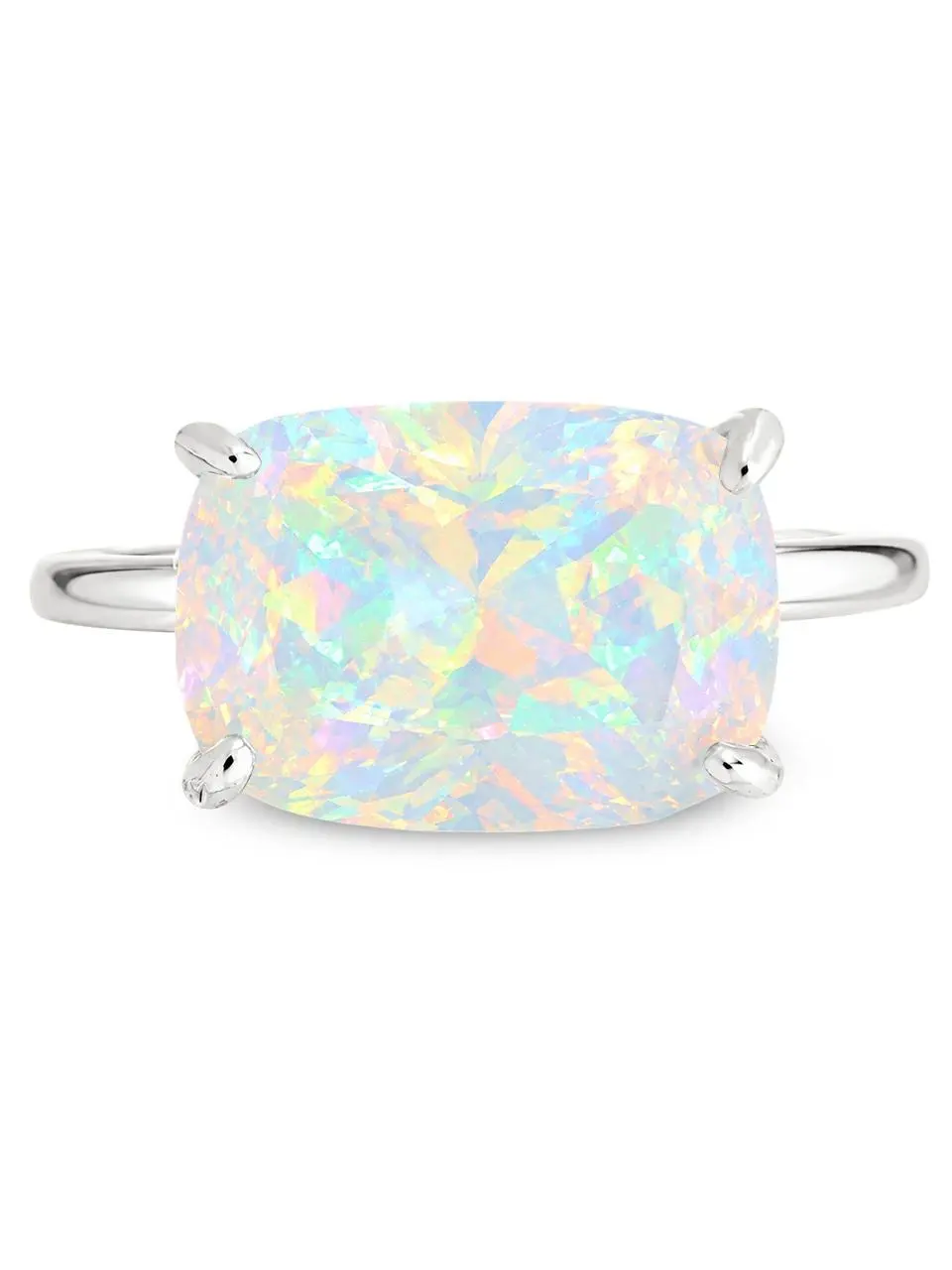 Sterling Silver Opal Cushion East-West Ring Sterling Silver Opal Cushion East-West Ring