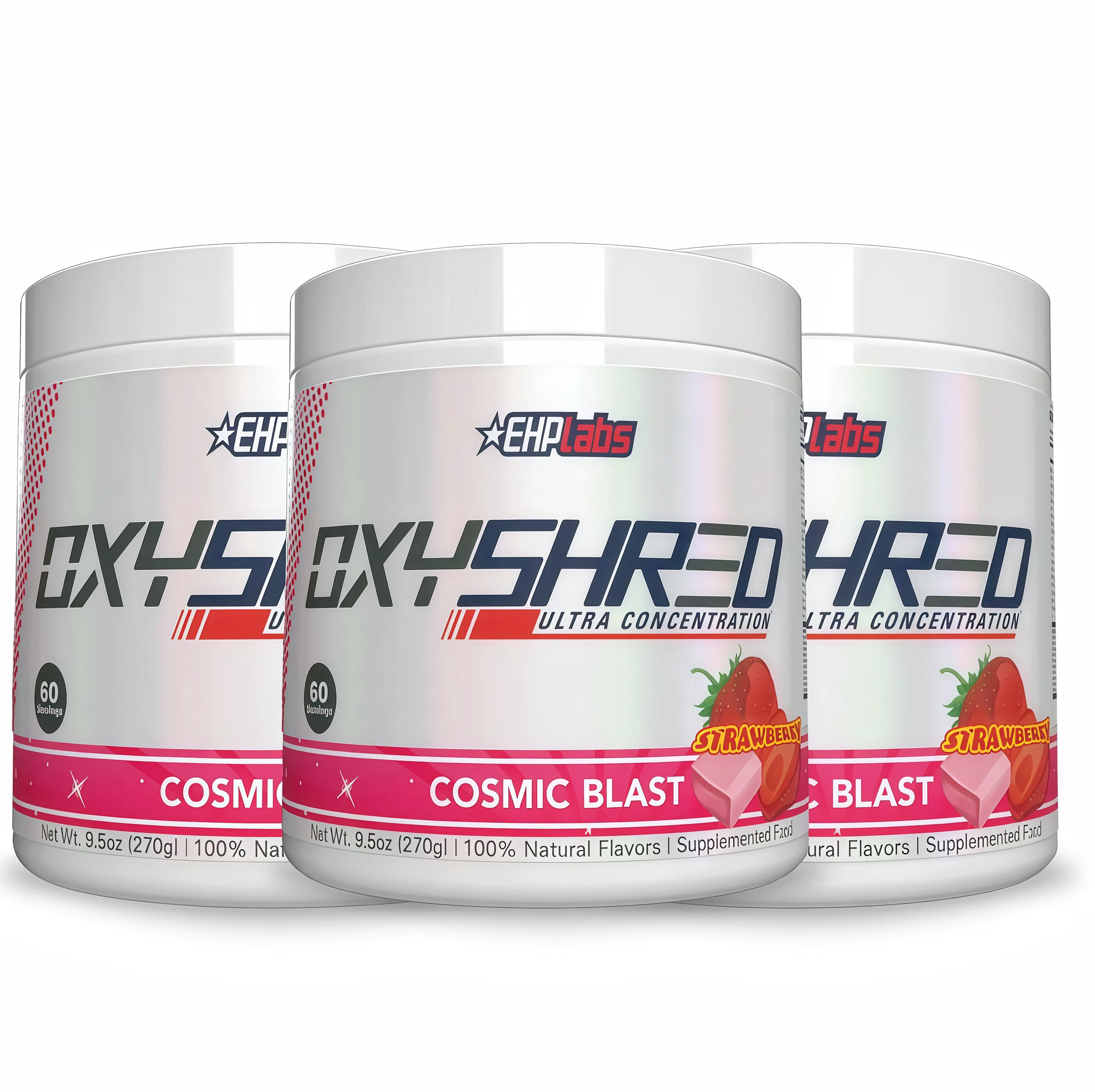 3 Pack EHPlabs OxyShred Ultra CD Concentration Pre Workout Powder 60 Serves 150mg Caffeine Sugar Free Vegan Friendly GlutenFree Men Women Health Fitness Supplements Cosmic Blast Flavor