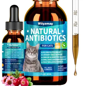 Woyamay Cat Antibiotics for Allergy Relief, Infections, UTIs, Itch Relief & Digestion Care, Cold, & Allergies | All Ages & Breeds | Liquid Form | Natural Supplement with Cranberry, Prebiotics, Chicken Flavor | 2 Fl Oz TikTokShopHolidayHaul