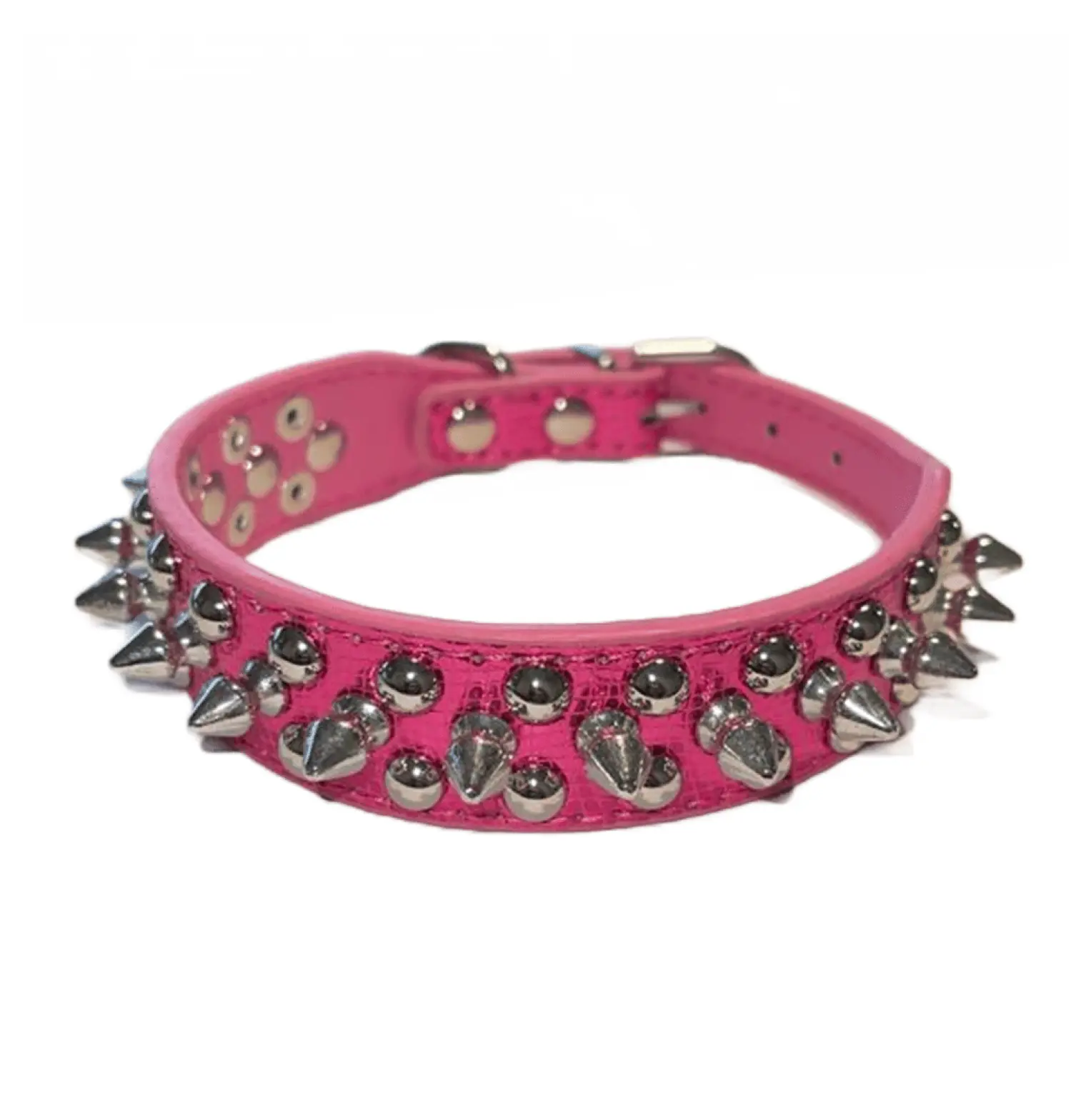 Punk-Inspired Spiked Stud PU Microfiber Dog Collar - 1.1 in, Buckle Closure, Unisex, Adjustable Sizes (XXS-S-M-L), Smooth Nail Heads, Deter Biting, Skin-Friendly, Durable for Pit Bulls, Rivets, Stud Pattern