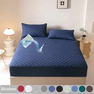 2/3 Piece Waterproof Mattress Protector Small diamond-shaped Fitted Sheet Set with Deep Pocket, Soft, Noiseless, Breathable, Stain-Resistant, Machine Washable, Breathable Cooling Sheets Bed Cover for Bedroom, Hotels, Includes Pillowcases