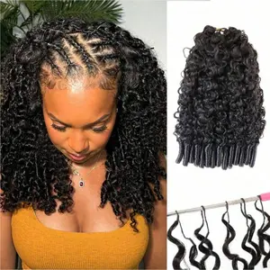 14-24 Inch Leniku Burmese Curly Miracle Knots Crochet Human Hair Extension Kinky Curly Feathered Human Crochet Hair Bundles For Women