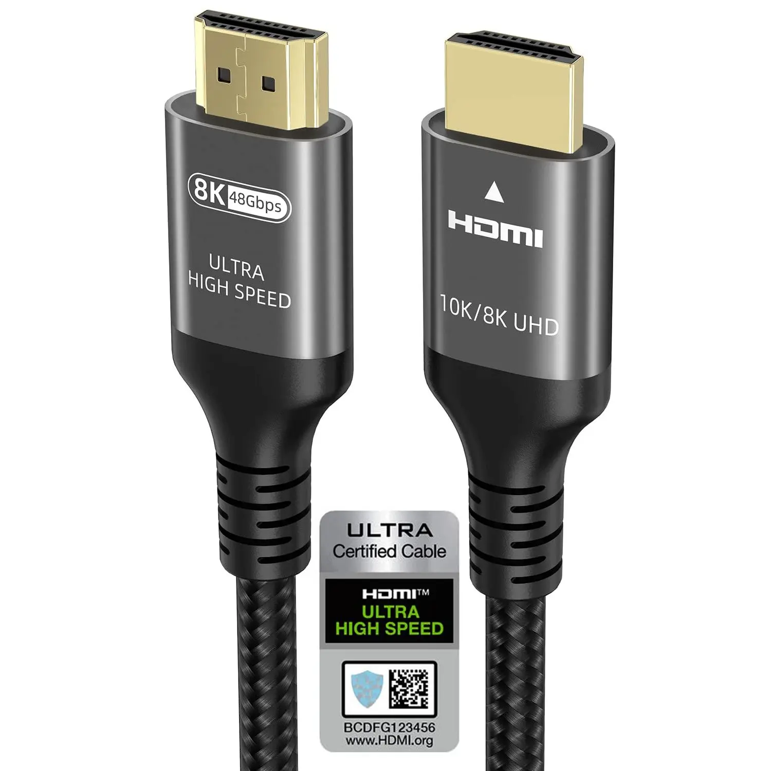 10k 8k 4k HDMI Cable 3.3 FT, Certified Ultra High Speed HDMI® Cable 4k 144Hz 120Hz 8k 60Hz 2k 240Hz 48Gbps 0.03ms HDR10+ ARC eARC HDCP2.3 Compatible for Mac RTX4090 PC TV PS5 Xbox
