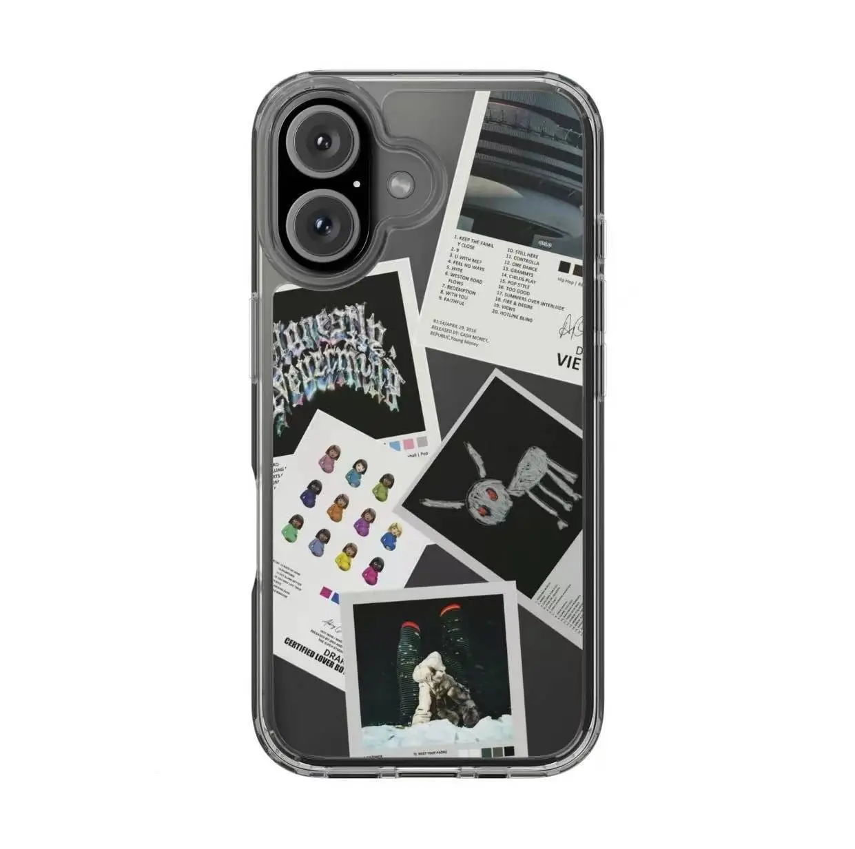 Customized Drake Album Cover & Track List Co-Molded Transparent Silicone-TPU Drop-Proof Smartphone Case - Protection Accessory for iPhone 17,16,15,14,13,12,11 Devices