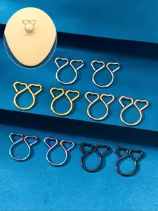 Heart Shaped Fake Nipple Rings, Stainless Steel Non-piercing Nipple Rings, Clip on Nipple Rings, Faux Body Piercing Jewelry for Women Men