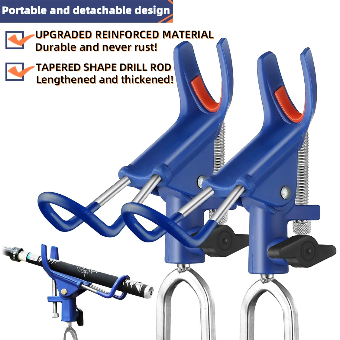 2 Pack 360 Degree Adjustable Fishing Rod Holders for Bank and Beach Ground Sand Spike Shore Rod Stand