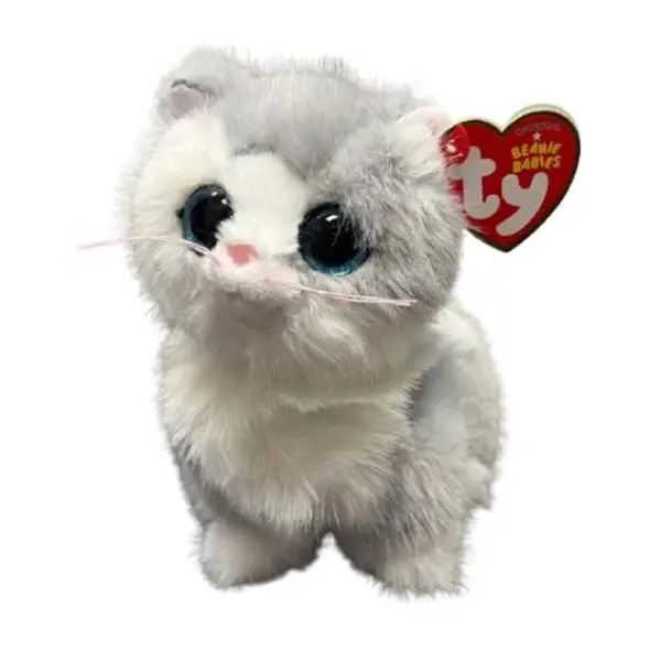 TY Beanie Baby - FURLEY the Grey & White Cat (Regular Size - 6 inch)