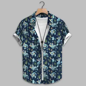 vaporeon hawaiian shirt and shorts set inspired by a water fox anime design with blue ocean patterns, perfect for summer vacations.