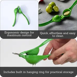 IMUSA Lemon or Lime Manual Squeezer, Citrus Juicer for Max Extraction, Green Imusa USA Fruit Kitchen Utensils Aluminium Lemon Squeezer