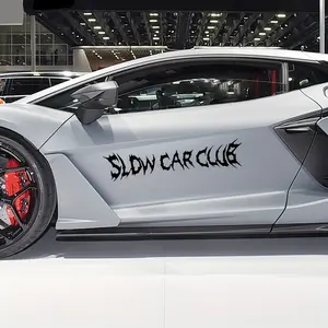 1PC Dark Contrast "Slow Car Club" Logo Sticker - For sports car/car bodies, backpacks, notebooks. Full of cool contrast vibe, add sharp torn font + club logo (dark stroke + contrast style design) elements. A favorite decor for dark contrast style lovers!