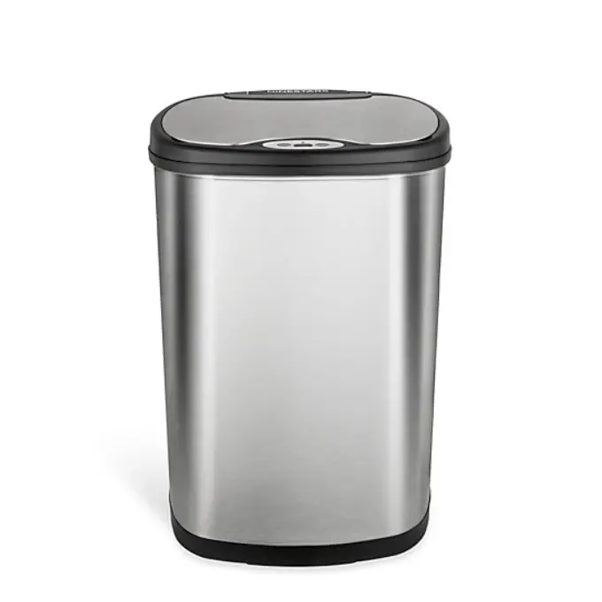 Ninestars Modern Oval 13.2-Gallon Stainless Steel Motion Sensor Trash Can, Stainless steel kitchen trash can with motion sensor and odor removal