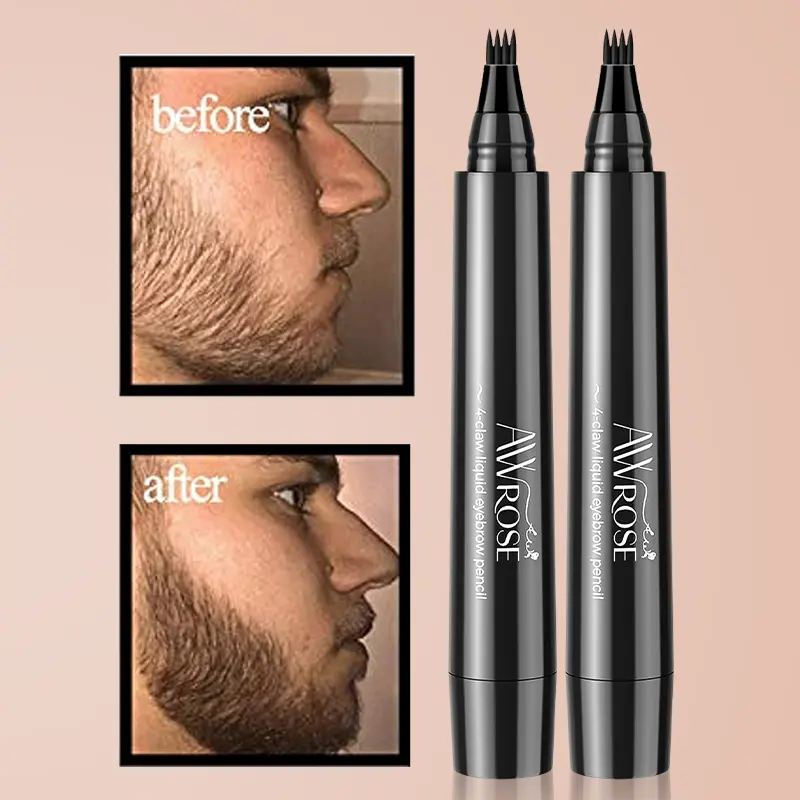 AWROSE Eyebrow Pencil, 3D Waterproof Microblading Eyebrow Pen 4 Fork Tip Tattoo Pencil, Precise Natural Brow Magic Eye Brow Pencil with Hair Like Strokes, 4 Points Multi-Used Eye Brow Pen for Women