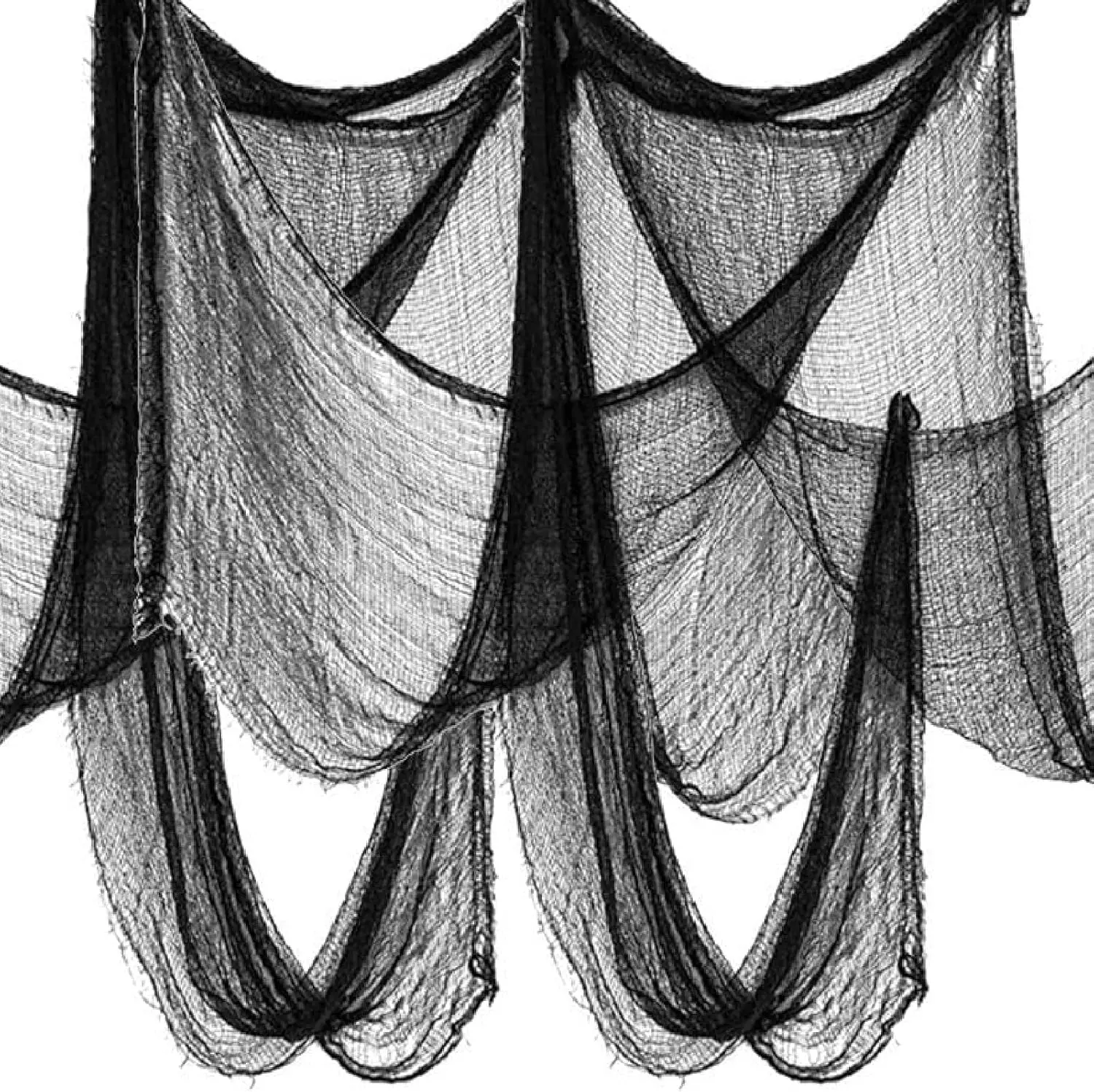 6 Pack Black Creepy Cloth - Halloween Decorations - 30x72 Inch Cotton Fabric - Spooky Fabric for Haunted House, Party, Outdoor or Indoor