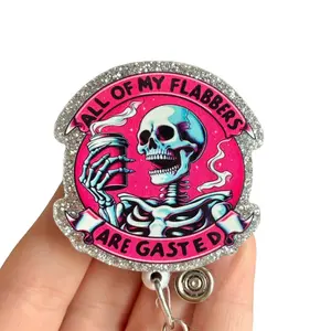 Glitter My Badge All of my flabbers are gasted badge reel for nurse and hospital workers. Badge clip Badge pull - Retractable swivel clip with a 360 rotation. Great gift for coworker.