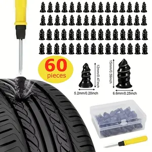 Durable Tire Repair Plugs Set, Tire Repair Tools, 60 Pieces Easy Install Patches for Car Motorcycle Bike Scooter, Anti-Explosion Tyre Fix Kit, Puncture Repair Kit