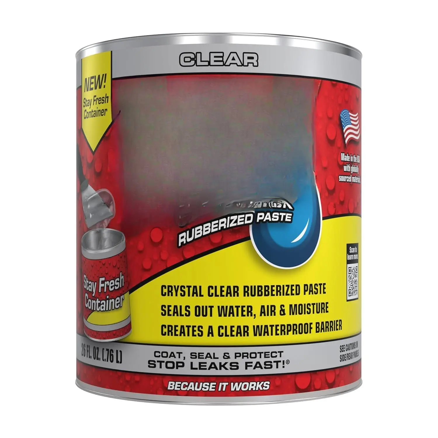 ,  Paintable Putty, Spackle Sealant, Fill Gaps Cracks Holes - Block Out Water and Air -  - Walls, Drywall, EPDM, Concrete, Roof, RV Repairs, Clear, Quart