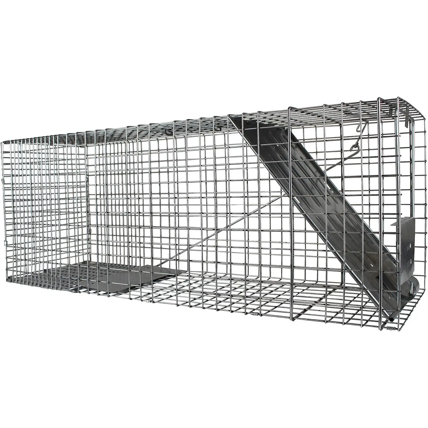 Large Humane Live Animal Cage Trap with Single Door, Heavy-Duty Rust-Resistant Wire Catch and Release Trap for Raccoons, Cats, Groundhogs, Opossums and Similar Animals