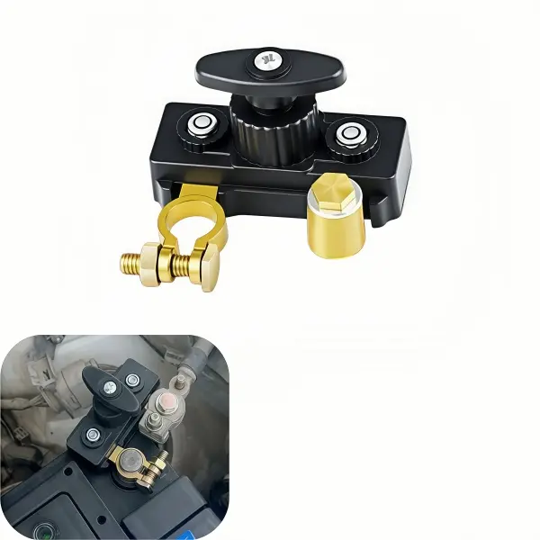 Metal Car Battery Disconnect Switch Jump Leads - Stable Copper Power Cut Off Tool, Includes 1 Adjustable Red Battery Terminal & Additional Terminals for Vehicle Post Repair, Includes Terminals