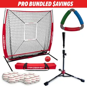 Pro Training Bundle | 5x5 Practice Net, Practice Baseballs & Tri Action Catch Tool