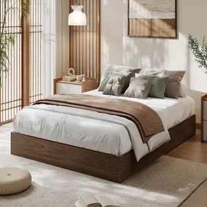 Garvee Solid Wood Platform Bed Frame with Low Profile Japanese Style Design, Easy 10-Minute Assembly, Sturdy Slats, Floor-Standing, No Box Spring Needed, and Noise-Free Construction