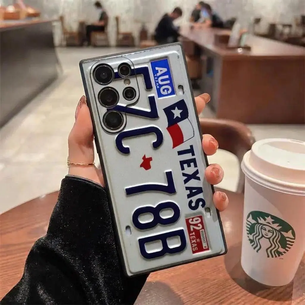 Retro Vintage License Plate TPU Smartphone Casing for Samsung Galaxy S26 S25,S24, S23 Ultra Plus,   Plate TPU Non-Slip Handheld Protection Shockproof