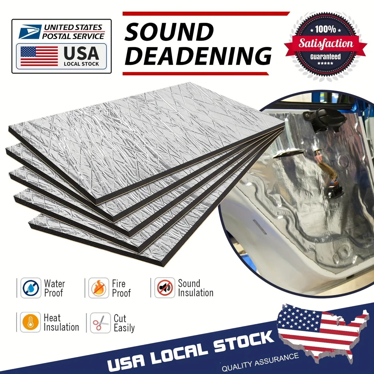 10 PCS 16"x10" 276MIL Thick Automotive Sound Deadening Mats - Car Interior Accessory, Noise Insulation & Heat Preservation Material for Car Hood, Doors