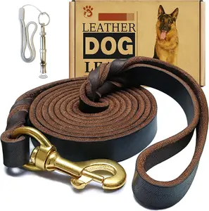 Leather  Leash 6ft x 3/4 inch, Heavy Duty  Braided   Leash, Soft and Comfortable Leather Leash for Large Dogs, Medium Small Dogs (Brown, 6FT*3/4in)