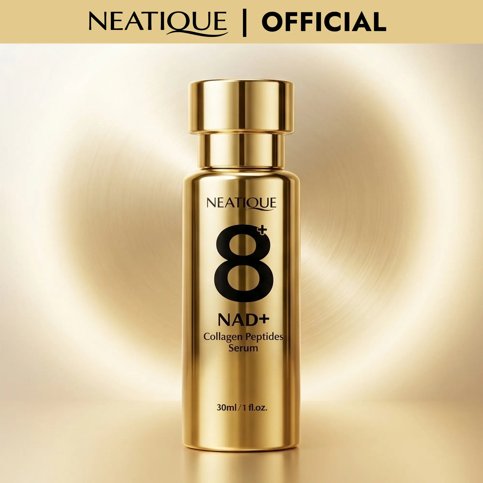 NEATIQUE NAD+ Collagen Peptide Serum, Lightweight Hydrating Face Moisturizer with Hyaluronic Acid for Firming, Plump Skin & Anti Wrinkle Benefits, Day Glow Serum, 1 fl oz (30 ml), Hydrate, Anti Wrinkle Serums & Essences