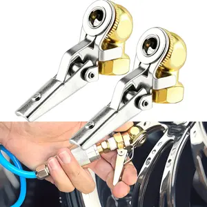 2-Pack Locking Air Chuck, 1/4" Fnpt Quick Connect, Closed Ball Tire Inflator Nozzle, for Air Compressor & Tire Gauge, Copper Material