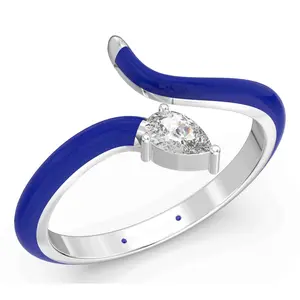 Vida Lab Diamonds Ceramic Chic Blue SerpentineRing, Sterling