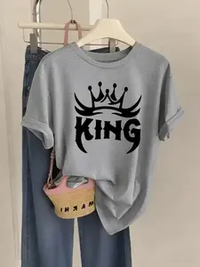Women's Crew Neck Short Sleeve Tee King Crown Royal Power Empowering Streetwear Retro Bold Graphic Print Multiple Colors Available Oversized Flattering Fit Soft Breathable Cotton Blend Washable No Shrink No Fade All-Season Versatile Casual Tee