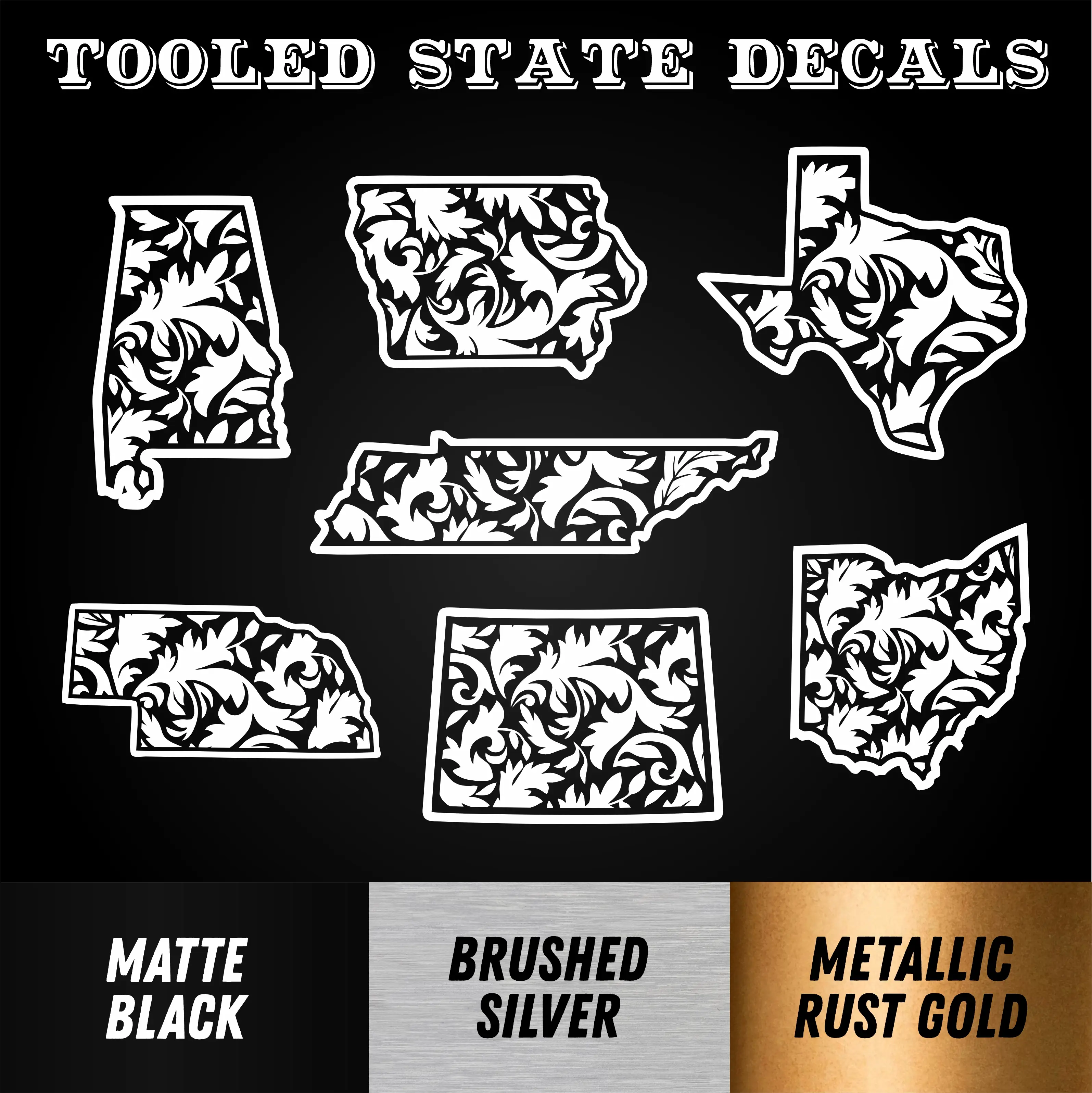 Premium Tooled State Decals - All 50 States