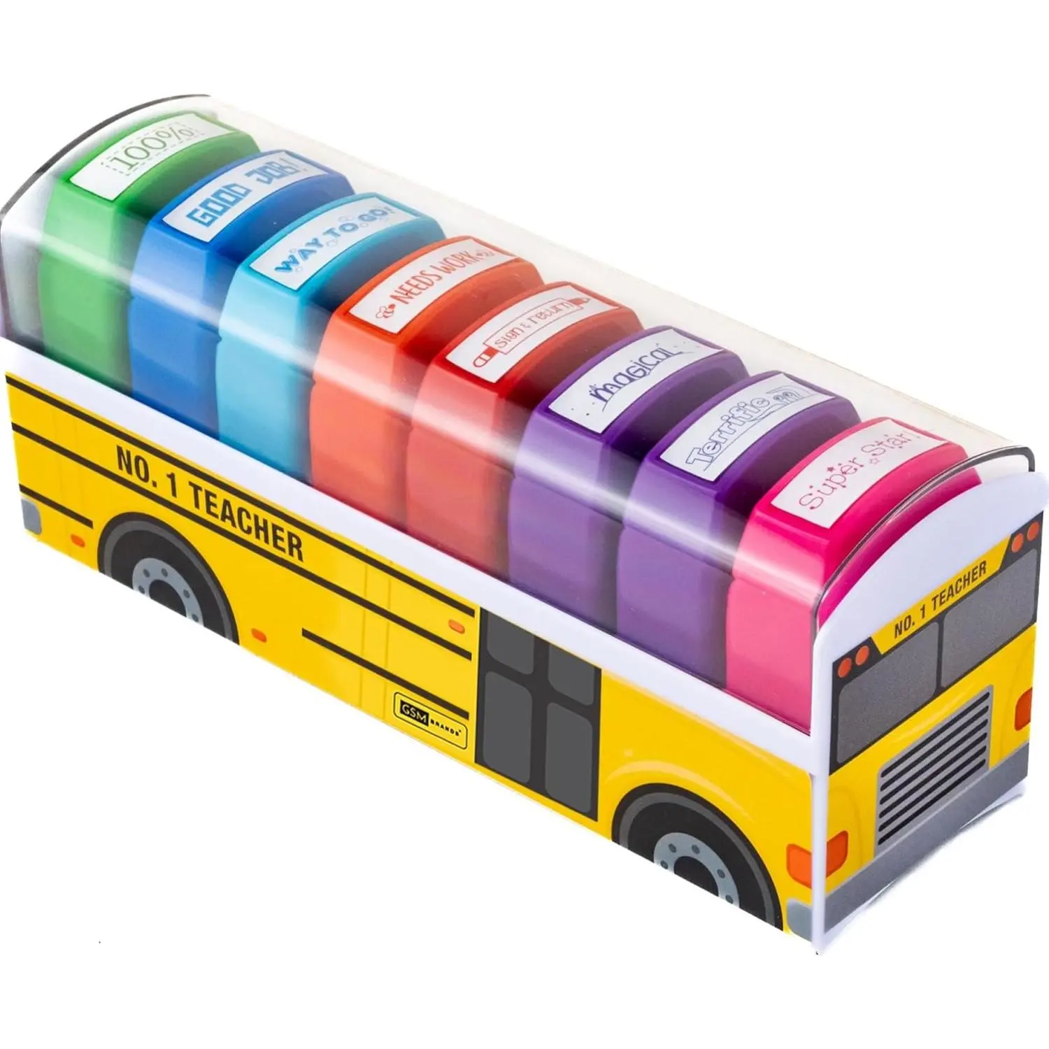 Teacher Stamps - Self Inking Motivational Encouraging and Colorful Set for School Classroom and Homeschool Setting (Set of 8)