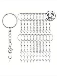 42 pieces of silver lobster clasp keychains, sheep eye nail keychains, DIY key ring making, silver keychains, handmade accessories, bag pendants, Stainless Steel Charm
