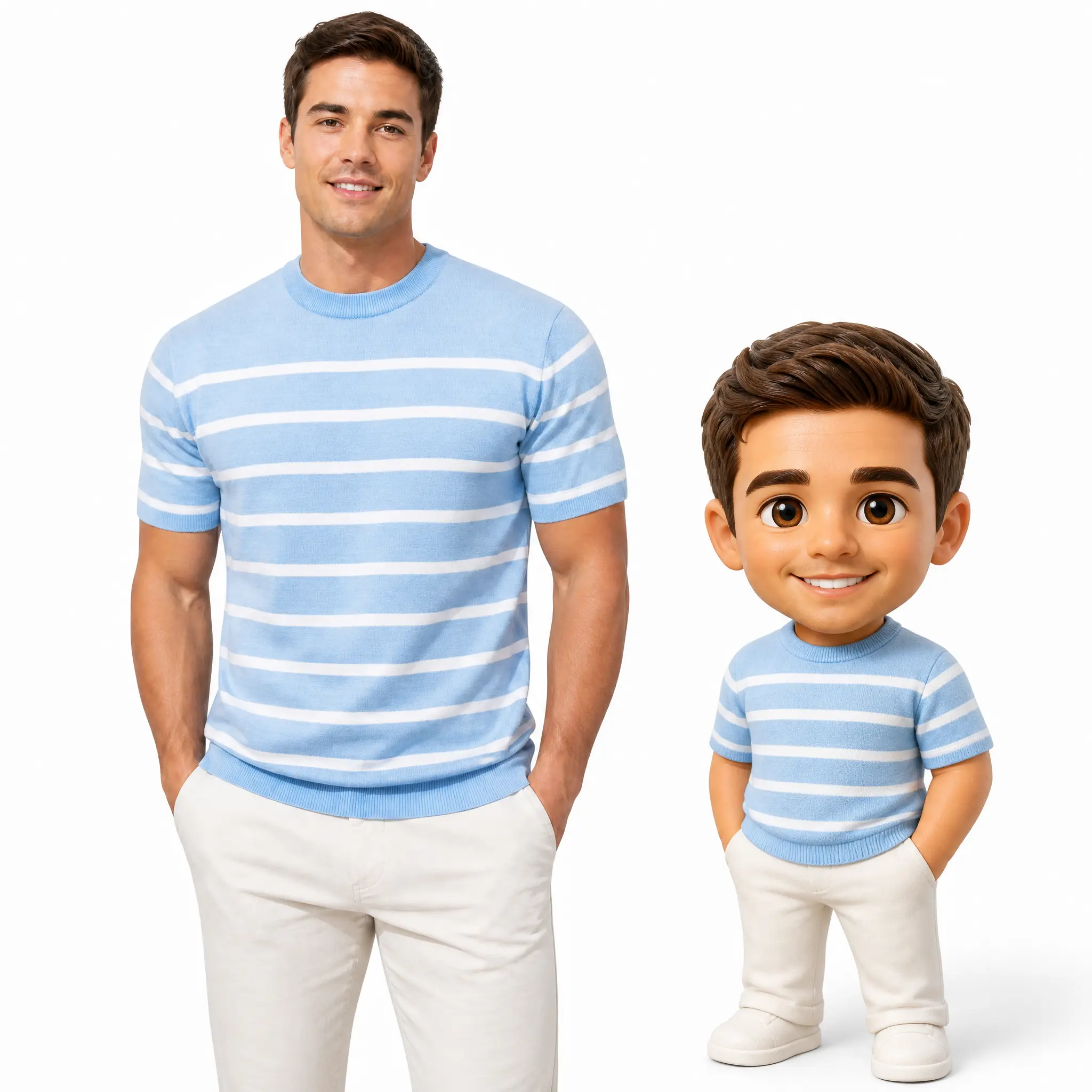 Men's Retro Striped Short-Sleeve Round Neck Knitting T-Shirt - Unisex 2026 Summer Casual Fashion Apparel, Elevates Basics with Polished Look, Chinese New Year Ready