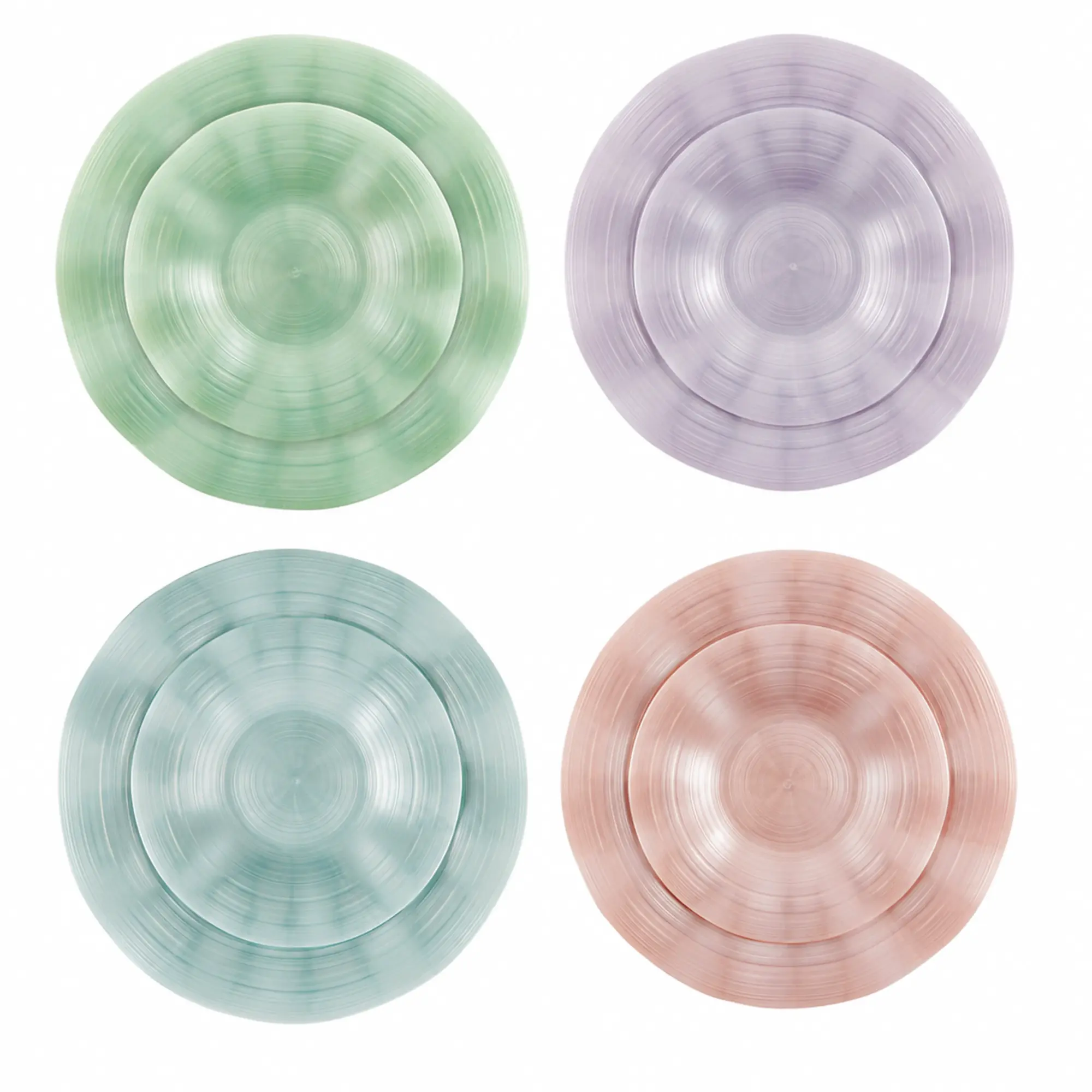 VeZee 10"&7" Pearl Round Plastic Dinnerware Combo Set, Ribbed Disposable Plates, Elegant Pearl Finish Dinner & Dessert Plates, Heavy Duty Party Plates for Weddings, Birthdays, BBQs & Events. (Pack of 24)