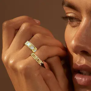 2pcs Cross Promise Rings for Women Eternity Stackable Wedding Open Band Adjustable Finger Statement Engagement Gifts Nickel Free Lead Free