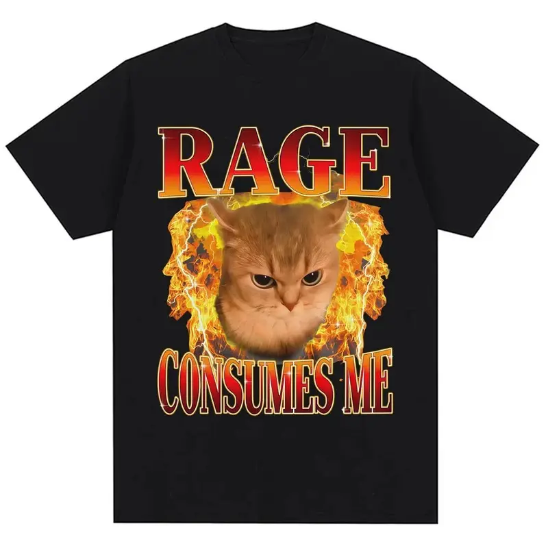 Men's Funny Cat Meme Graphic T-Shirt, Classic Fit Shortsleeve Top in Smooth Fabric with Seamless Armpits, Quarter-Turn Cut & Double-Stitched Hems, Knit, Soft, Twill, Ribbed Round Neck, 3Xl, 4Xl